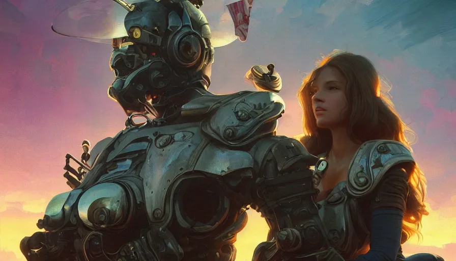 Image similar to sheriff and a girl, street deal, cheap contiousness, neon, alterd carbon, mech suit, fibonacci, sweat drops, insane, intricate, highly detailed, digital painting, artstation, concept art, smooth, sharp focus, illustration, Unreal Engine 5, 8K, art by artgerm and greg rutkowski and alphonse mucha