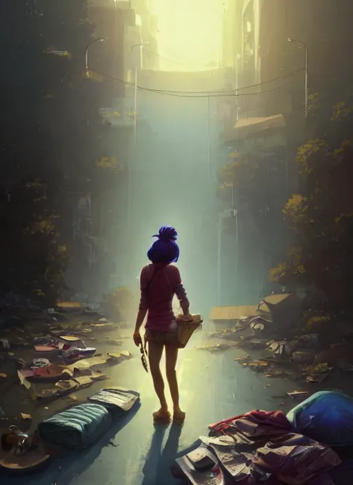 Image similar to Highly detailed full-body portrait of homeless Katy Perry, in GTA V, Stephen Bliss, unreal engine, fantasy art by Greg Rutkowski, Loish, Rhads, Makoto Shinkai and Lois van baarle, ilya kuvshinov, rossdraws global illumination, radiant light, detailed and intricate environment