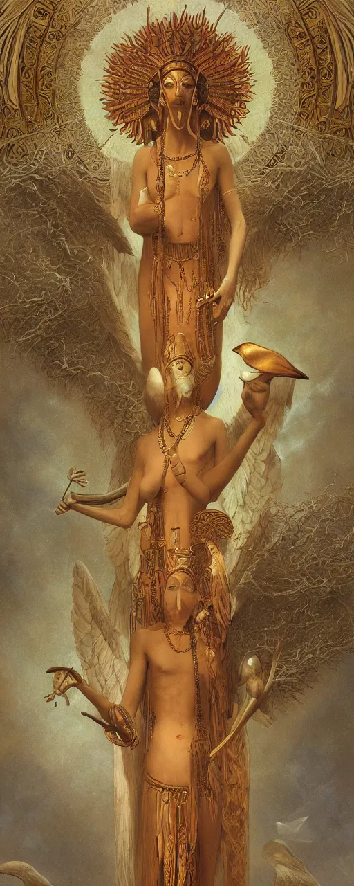 Image similar to ibis-headed god thoth, highly detailed, concept art, intricate, sharp focus, einar jonsson and bouguereau