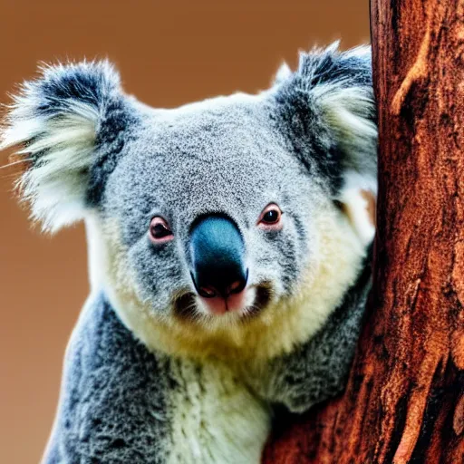 Image similar to a koala with fur colored like a panda