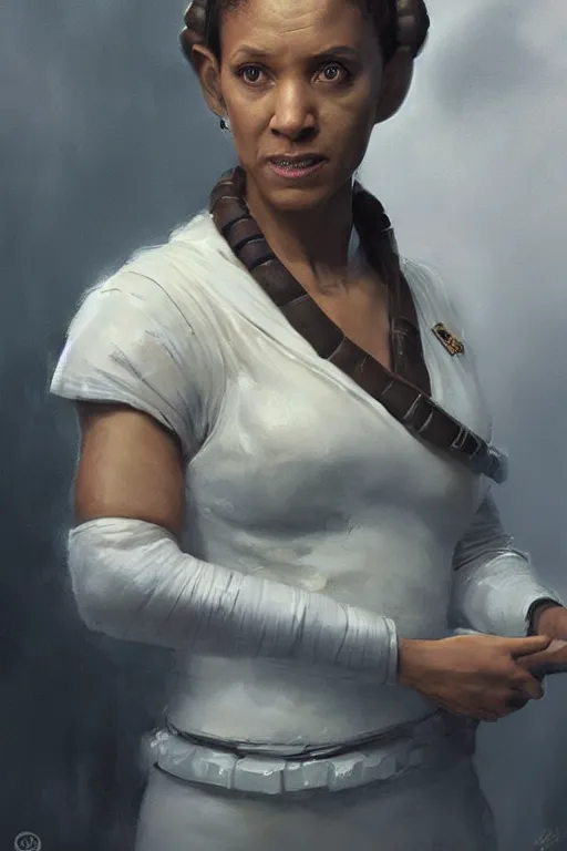 Image similar to candid portrait of will smith as princess leia by greg rutkowski