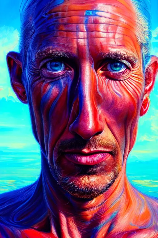 Prompt: hyperrealistic close - up portrait of psychedelic!!!!!!!!!! neuro - shaman hippy highly detailed concept art eric zener elson peter cinematic hard lighting high angle hd 8 k sharp shallow depth of field, inspired by denis villeneuve and zdzisław beksinski