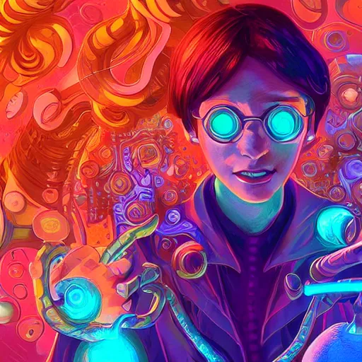 Image similar to skill magic geek inside matrix deepdream radiating a glowing aura stuff loot legends stylized digital illustration video game icon artstation lois van baarle, ilya kuvshinov, rossdraws,