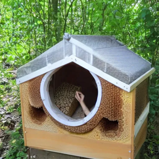 Image similar to bed inside a bee hive chamber