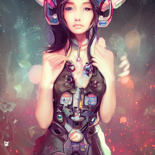 Image similar to portrait of a beautiful cute girl with robot ears falling into the third dimension by Ross Tran, 4k, intricate details