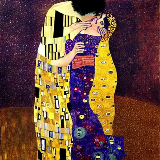 Image similar to a painting of Prince in the style of Klimt. Gold color scheme