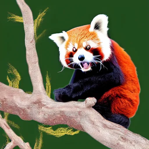 Image similar to red panda flipping the bird digital art