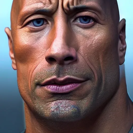 Image similar to hyperrealistic mixed media high Resolution Dwayne Johnson, stunning 3d render inspired art by Jamie Salmon and István Sándorfi and Unreal Engine and Greg Rutkowski, perfect facial symmetry, dim volumetric lighting, 8k octane beautifully detailed render, full body shot, post-processing, extremely hyper-detailed, intricate, epic composition, highly detailed attributes, highly detailed atmosphere, cinematic lighting, masterpiece, trending on artstation, very very detailed, masterpiece, stunning, flawless completion, lifelike texture, perfection,