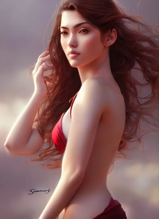 Image similar to photo of a gorgeous young woman in the style of stefan kostic, realistic, sharp focus, 8 k high definition, insanely detailed, intricate, elegant, art by stanley lau and artgerm