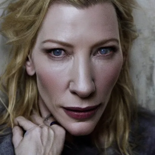 Image similar to Portrait of cate blanchett in an abandoned building, by Annie leibowitz, photorealisitc ,detailed