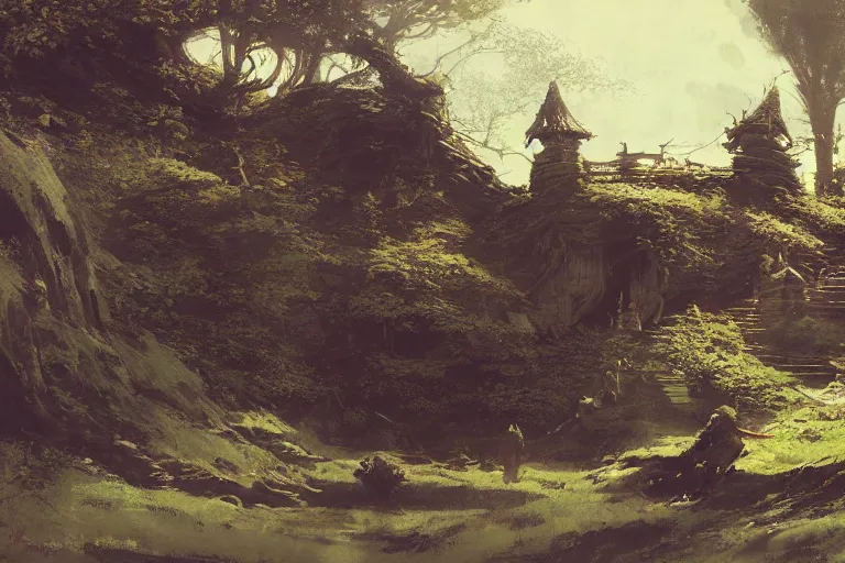 Prompt: the shire, intricate, elegant, highly detailed, john park, frazetta, sparth, ruan jia, jeffrey catherine jones