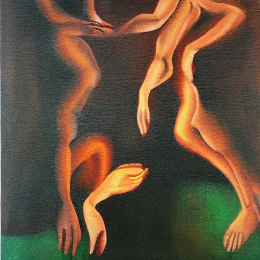 Image similar to the telepathy of instinct, absurdist painting