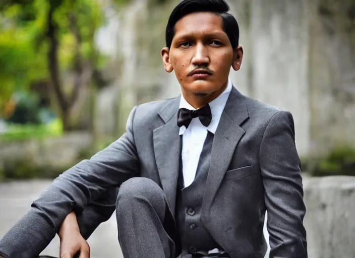 Image similar to outdoor portrait of jose rizal!! as a handsome young man in 2 0 2 2!! wearing stylish modern clothes, photo taken in 2 0 2 0, 3 5 mm f 1. 4 digital photo, matte colors