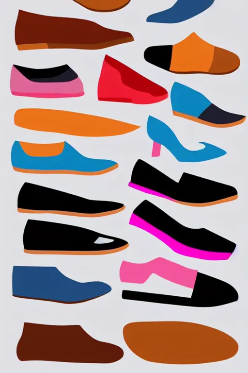 Prompt: minimalist boho style art of colorful shoes, illustration, vector art