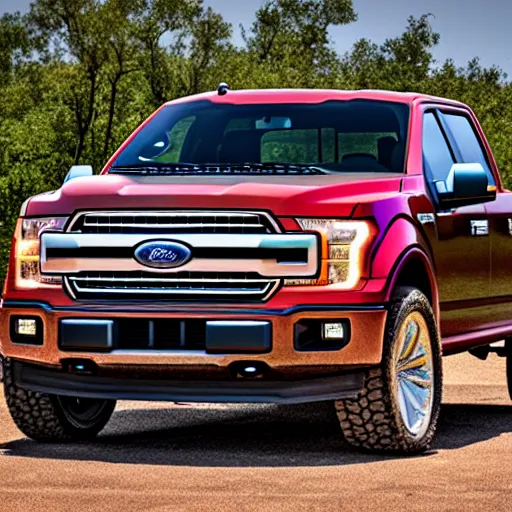 Prompt: a ford f-150 thats a tank, 4k, high detail, high-resolution photograph, professional photography, ultra-detail