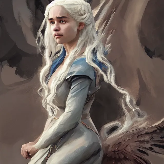 Prompt: Daenerys Targaryen as an airbender, portrait, elegant, intricate, digital painting, artstation, concept art, smooth, sharp focus, illustration, art by konstantin korovin and Daniel F. Gerhartz and john howe