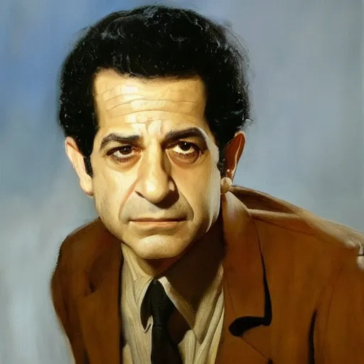 Image similar to ultra realistic portrait painting of young tony shalhoub, art by frank frazetta, 4 k, ultra realistic, highly detailed, epic lighting