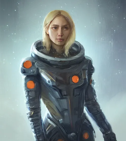 Prompt: portrait of 🍑 from the tomorrow people by greg rutkowski, she is about 3 0 years old, slavic, pretty, blond hair with two strans around her face, she is wearing a futuristic space gear, highly detailed portrait, digital painting, artstation, concept art, smooth, sharp foccus ilustration, artstation hq.