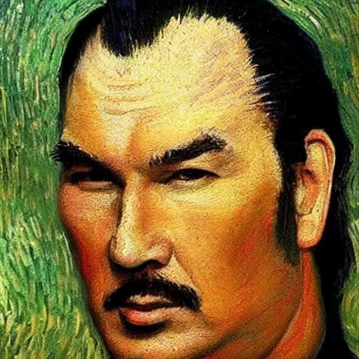 Image similar to steven seagal in the style of a van gogh painting