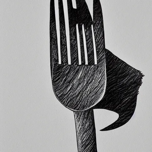 Prompt: a fork breaking, black and white ink, detailed, hyperrealistic trending on artstation