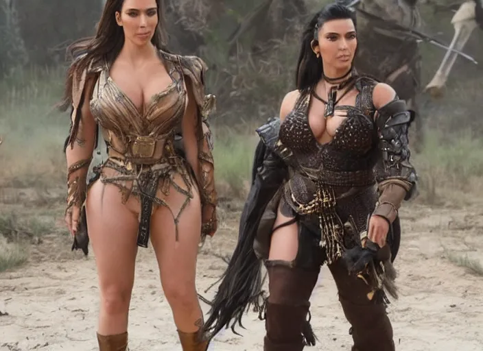 Image similar to movie still of kim kardashian as xena