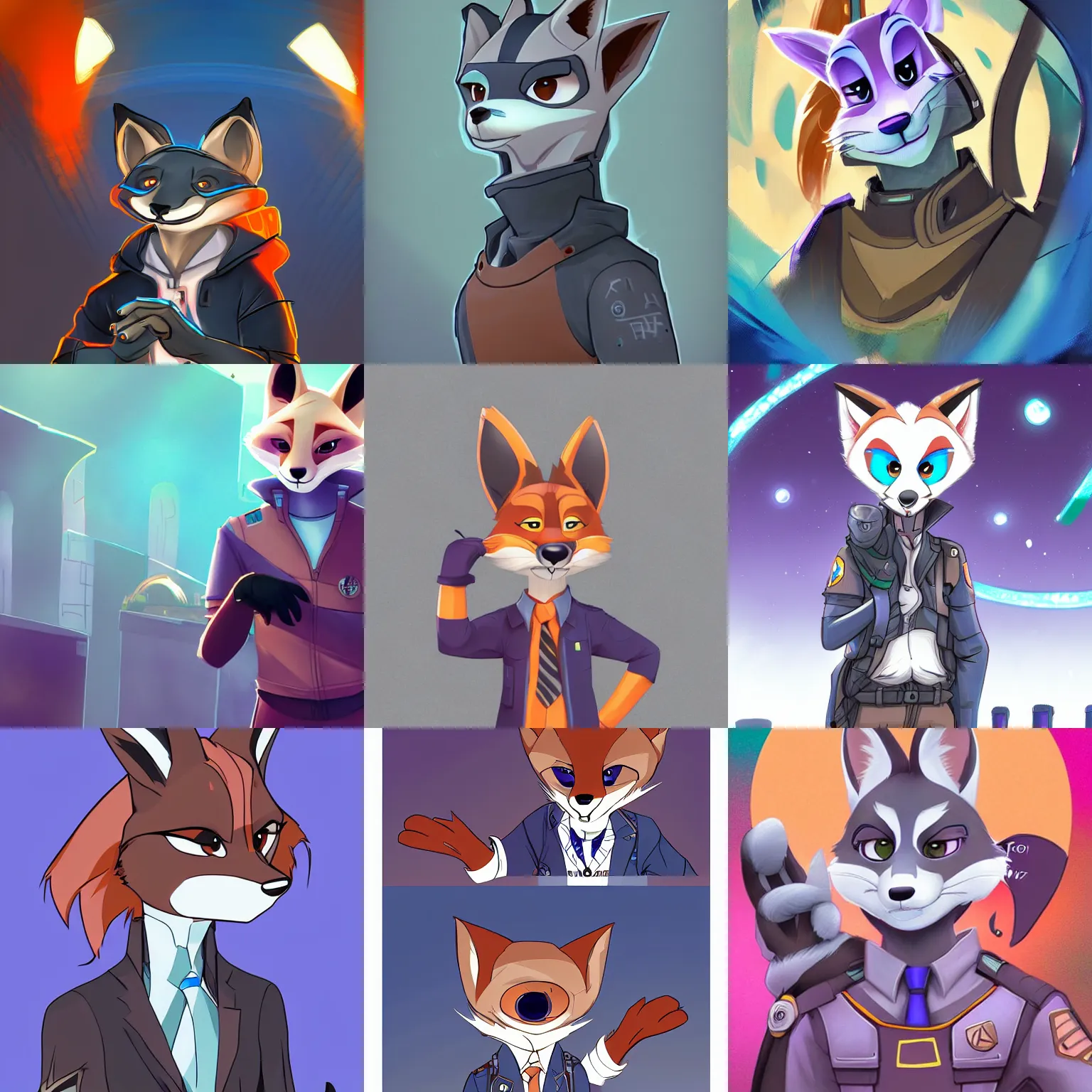 Prompt: cyber fox zootopia furry style