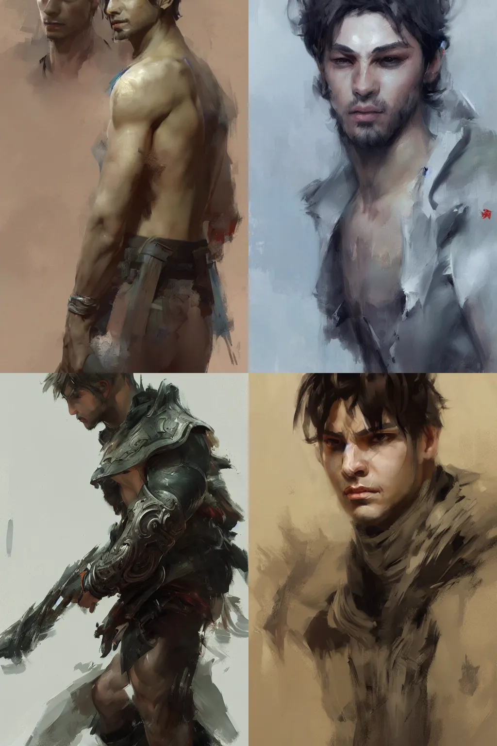 Prompt: male character art by ruan jia