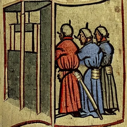 Prompt: medieval illustration of a jail