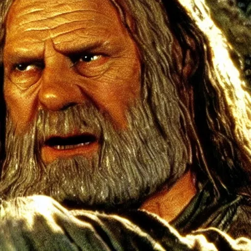 Prompt: the fellowship of the ring by Terry Gilliam scene from a movie, intense, highly textured