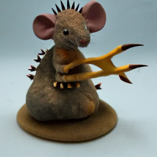 Prompt: mouse with dinosaur spines and spikes