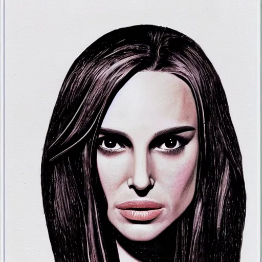 Image similar to natalie portman drawn by h. r. giger