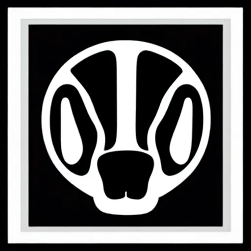 Prompt: minimal geometric dog symbol by karl gerstner, monochrome, symmetrical