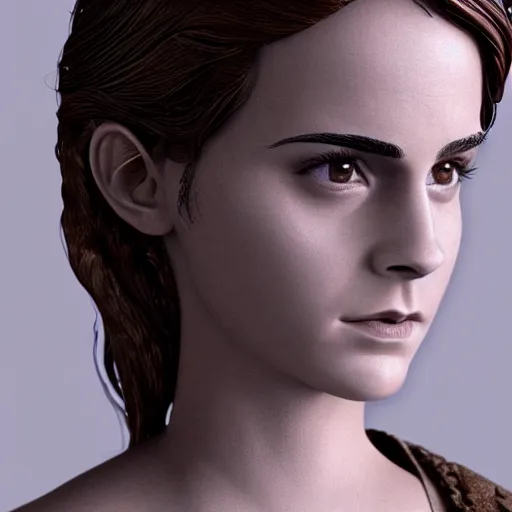 Image similar to wooden figurine of emma watson, blender, unreal engine, concept art, octane render, highly detailed, smooth, sharp focus