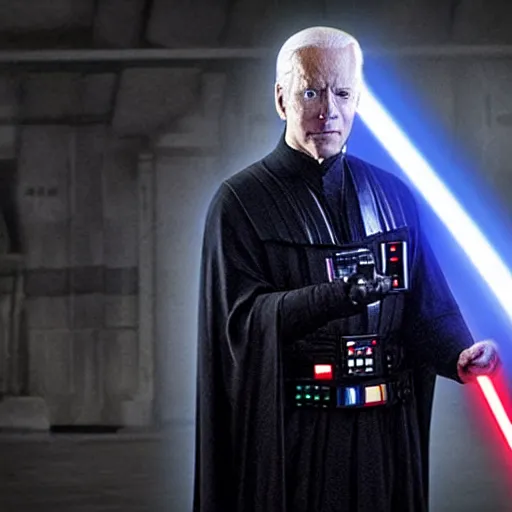 Prompt: Emperor Biden, Joe Biden dressed as a sith lord in the new star wars, promo still