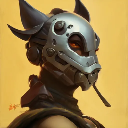 Image similar to greg manchess portrait painting of armored cait sith as overwatch character, medium shot, asymmetrical, profile picture, organic painting, sunny day, matte painting, bold shapes, hard edges, street art, trending on artstation, by huang guangjian and gil elvgren and sachin teng