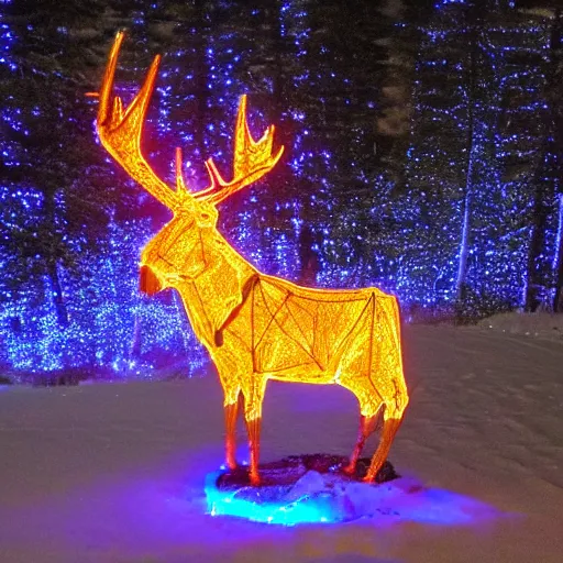 Image similar to Bull Moose sculpture made from Christmas lights