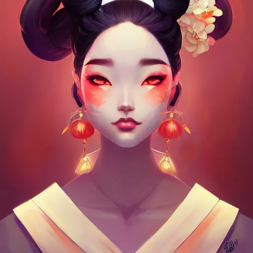 Image similar to a portrait of a beautiful geisha, art by lois van baarle and loish and ross tran and rossdraws and sam yang and samdoesarts and artgerm and saruei, digital art, highly detailed, intricate, sharp focus, Trending on Artstation HQ, deviantart, unreal engine 5, 4K UHD image