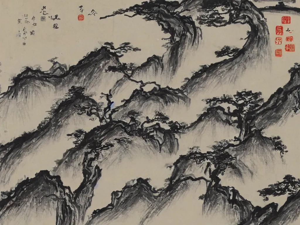 Image similar to chinese landscape by qi baishi