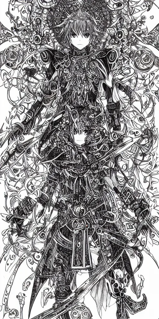 Image similar to a mage from final fantasy 14 drawn by Yoshitaka Amano, intricate, amazing line work, cosmic, psychedelic, cheerful, colorful