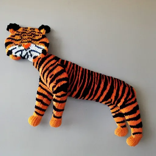 Prompt: knitted tiger jumper