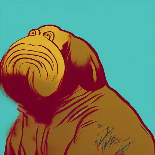 Image similar to a happy walrus by andy warhol, digital art, trending on artstation