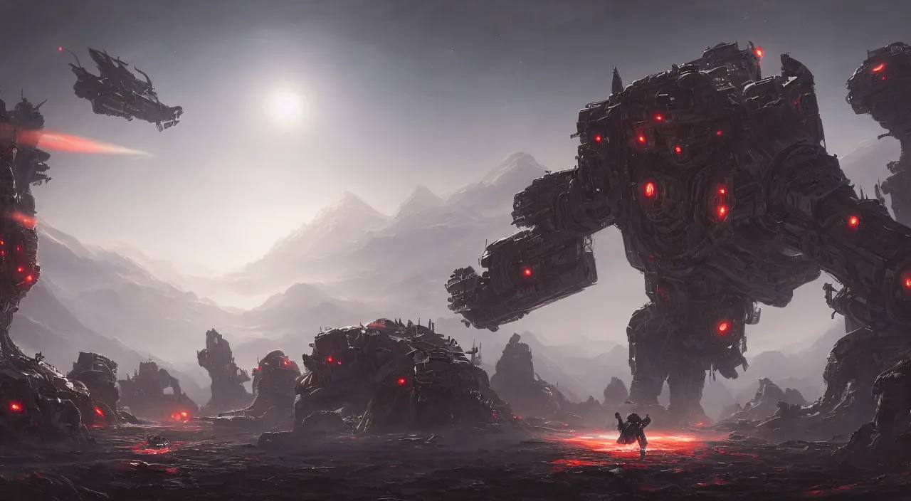 Image similar to a beautifully ultradetailed painting of the contra space war, monster, robot, army, bill rizer, by raphael lacoste, eddie del rio, greg rutkowski, 4 k, unreal engine