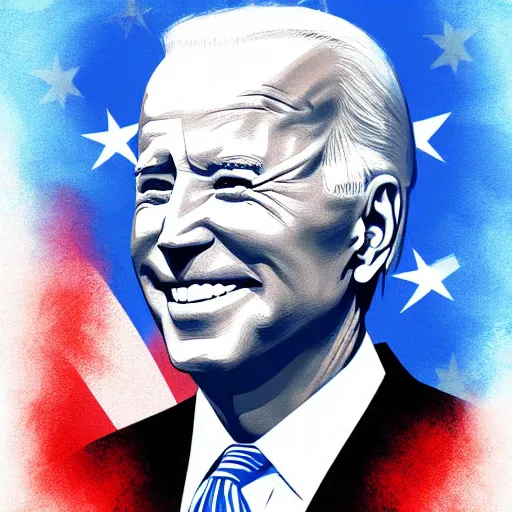 Image similar to blue joe biden, digital painting