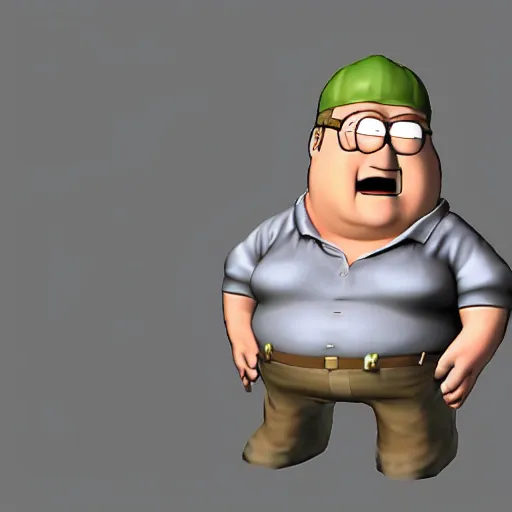 Image similar to screenshot of a 3 d model of peter griffin in resident evil for the ps 1