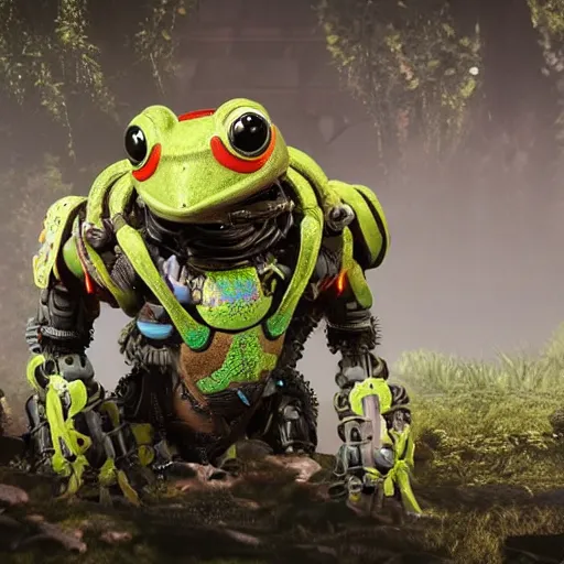 Image similar to cybernetic robot frog from the game Horizon Zero Dawn