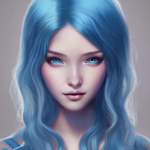 Image similar to teen girl, light blue hair, gorgeous, amazing, elegant, intricate, highly detailed, digital painting, artstation, concept art, sharp focus, illustration, art by Ross tran