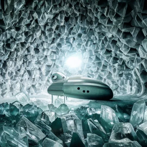 Image similar to spaceship inside a crystal cave