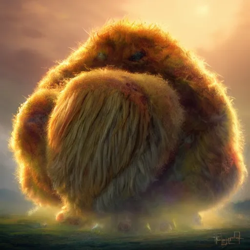 Prompt: colossal fluffy tardigrade, golden hour, fantasy, vivid colors, sharp focus, digital art, hyper - realistic, 4 k, unreal engine, highly detailed, hd, dramatic lighting by brom, trending on artstation