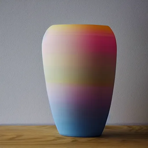 Prompt: FDM 3D printed vase, professional product photography, extremely beautiful, design award winner, pastel, dramatic lighting, chromatic filament, award winning, popular, 8k, 4k