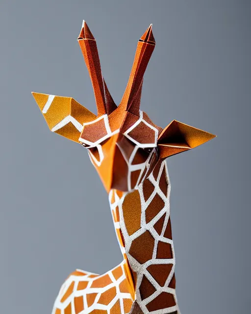 Image similar to an origami giraffe by akira yoshizawa, realistic, very detailed, complex, intricate, studio lighting, bokeh, sigma 5 0 mm f 1. 4